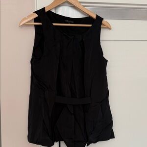 Theory Satin Black Pleated Blouse